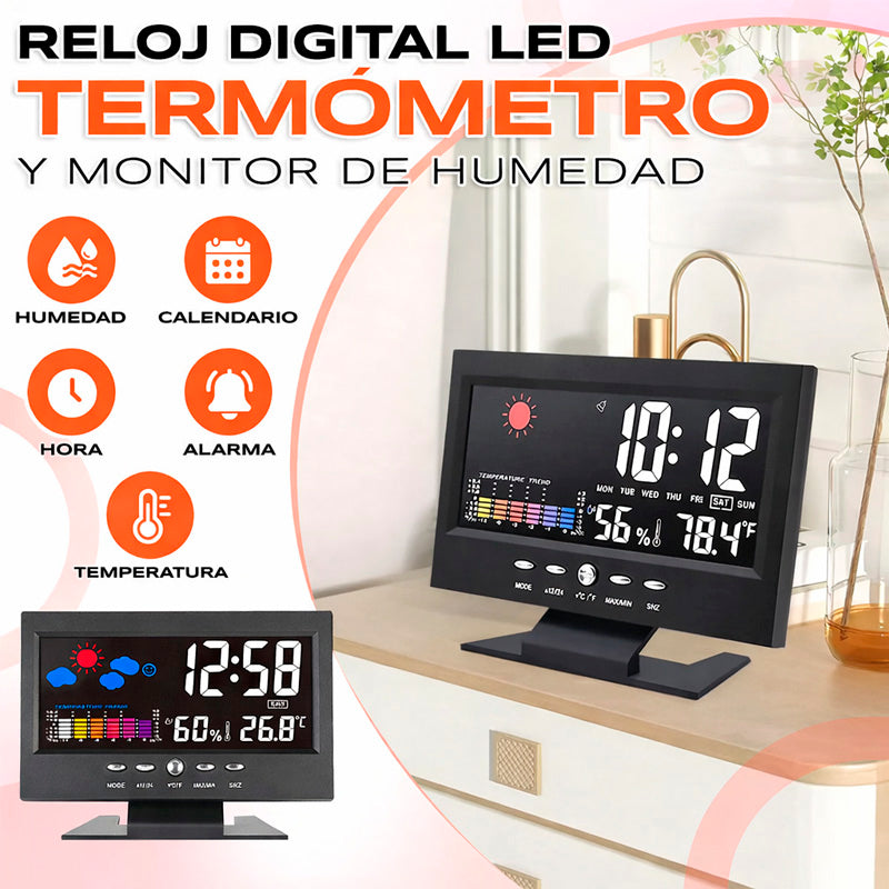 ⏰ Reloj Digital Meteorologico 4 en 1: Hora, Clima, Humedad y Despertador
