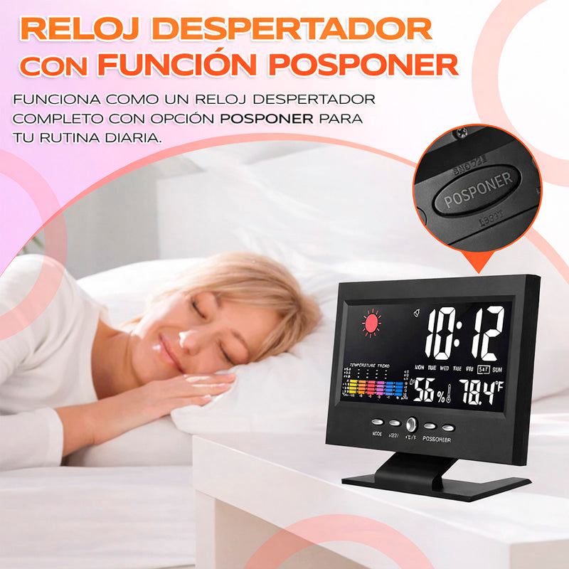 ⏰ Reloj Digital Meteorologico 4 en 1: Hora, Clima, Humedad y Despertador