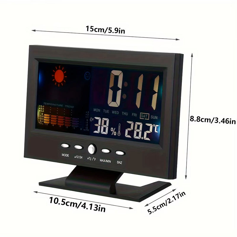 ⏰ Reloj Digital Meteorologico 4 en 1: Hora, Clima, Humedad y Despertador