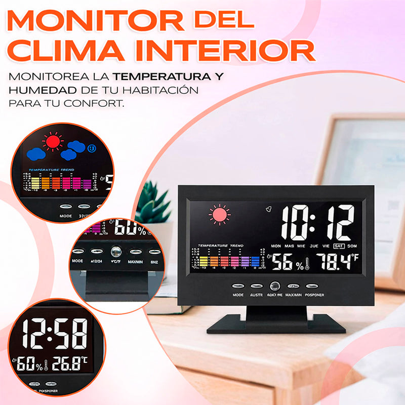 ⏰ Reloj Digital Meteorologico 4 en 1: Hora, Clima, Humedad y Despertador