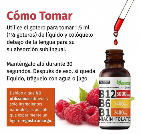 Nusava B12 Liquid Complex Original – Energía, Vitalidad y Bienestar en Cada Gota ⭐ Más de 10.000 Clientes Satisfechos 🇪🇨